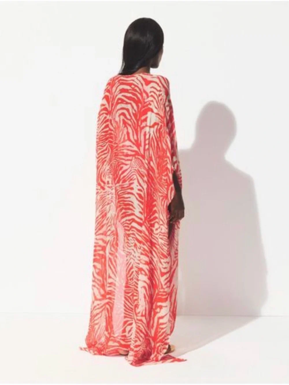SKIMS Coral Zebra-Print Caftan Cover-Up